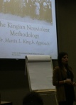 Angelina Dayfallah, a graduate of UC/Irvine, presents on Kingian Nonviolence