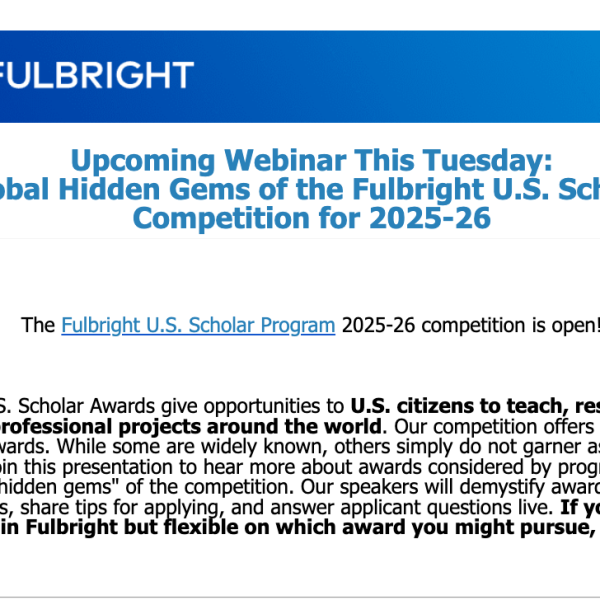 Consider the Fulbright U.S. Scholar Program: Competition is Now Open